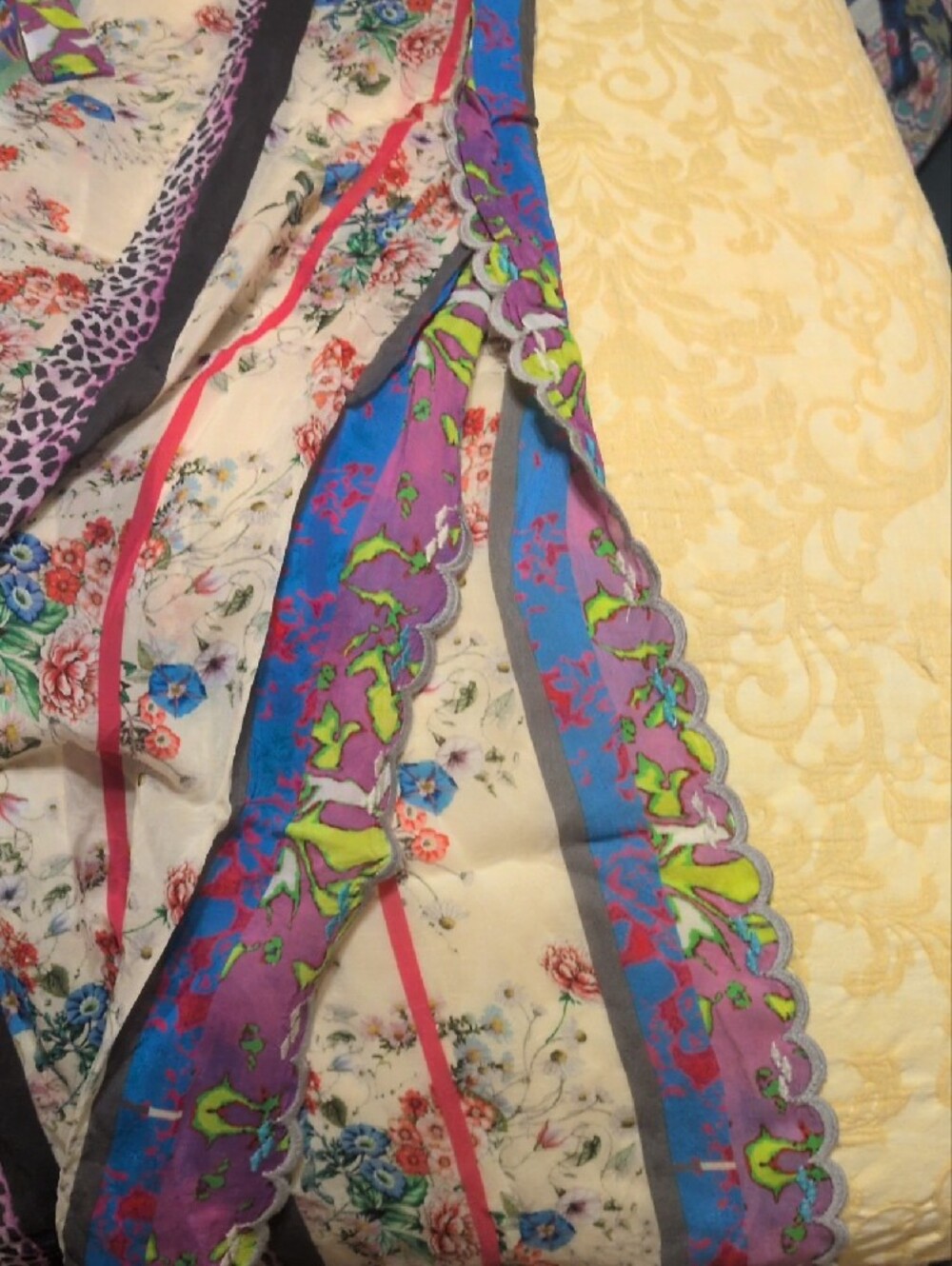Johnny Was Cream Multicolor Wide-Leg Tie-Waist Pants, SZ 1X, EUC - Picture 5 of 5